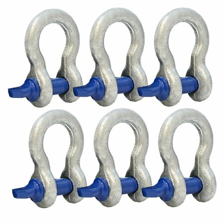 Boxer Tools Forged Anchor Shackle 3/8-in. Heavy Duty Forged Steel - Load Capacity up to 1 Ton, 6PK FH409-38-6